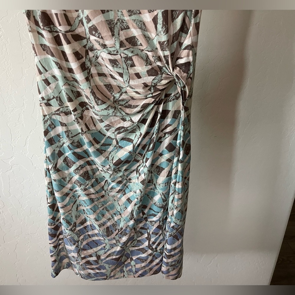 Anthro Nic + Zoe Blue/Turquoise Geometric Midi Dress, Size Petite Small••• - Picture 4 of 12